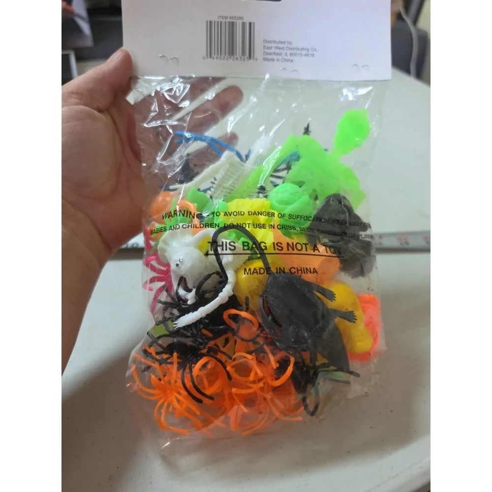 62 Pieces Halloween Creepy Creatures VTG East West Dist. NIP Plastic Decorations